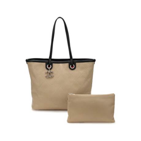 Chanel Shopping Tote, caviar matelassé Grey, argenté