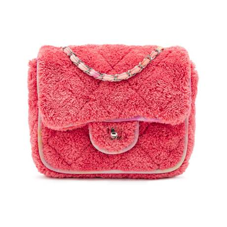 Chanel Single Small Flap, éponge & tissu matelassé Pink Mixed Fibers, argenté