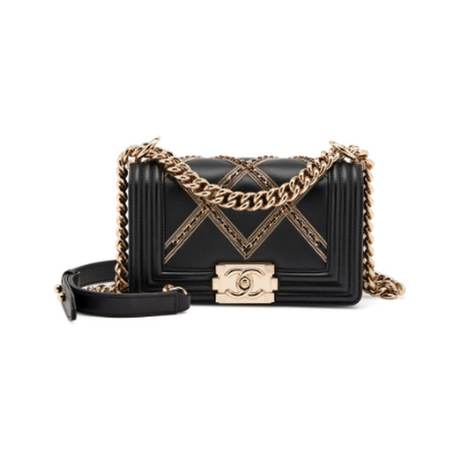 Chanel Small Boy Flap, agneau matelassé Black Chain, doré