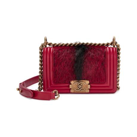 Chanel Small Boy, veau & crin matelassé Red, doré vieilli