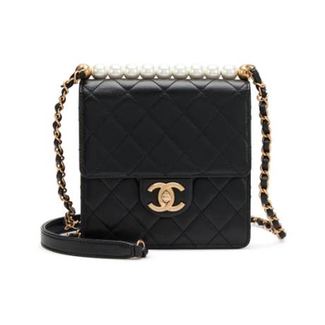 Chanel Small Chic North South Flap, chèvre matelassé & perles Black, doré vieilli