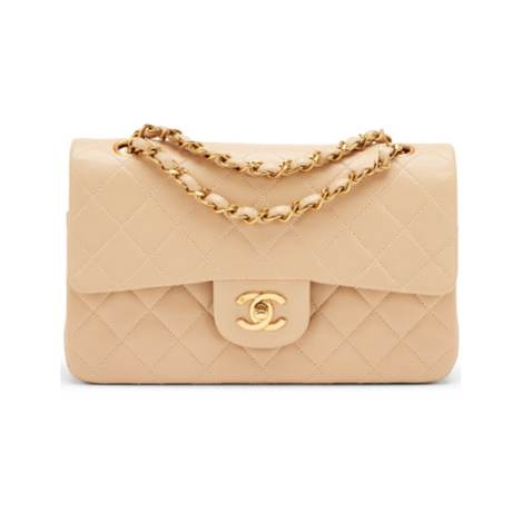 Chanel Small Classic Double Flap, agneau matelassé Light Beige, doré