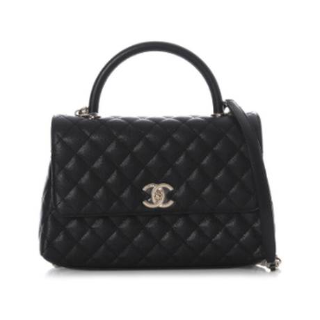 Chanel Small Coco Top Handle, caviar matelassé Black, doré