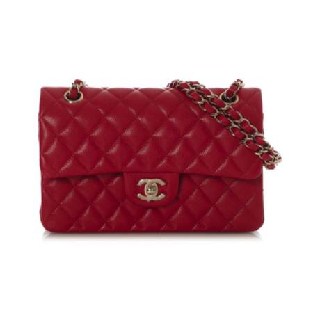 Chanel Small Double Flap, caviar matelassé Red, doré