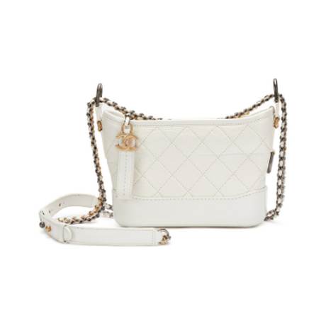 Chanel Small Gabrielle Hobo, veau matelassé White, doré & ruthénium