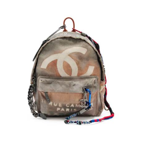 Chanel Small Graffiti Art School Sac à dos, toile Grey & Multicolor, argenté