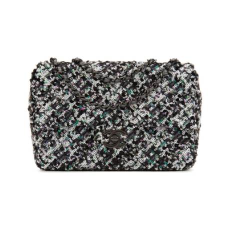Chanel Small Single Flap, sequins & agneau Multicolor, noir