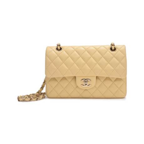 Chanel Small Timeless Double Flap, agneau matelassé Yellow, doré