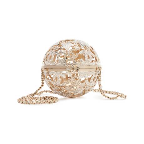 Chanel Sphère Minaudière Clutch, métal & strass & cristaux Gold, doré