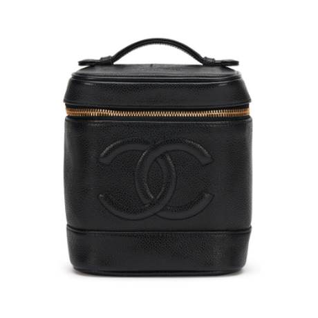 Chanel Tall Timeless Cosmetic Case, caviar Black CC, doré