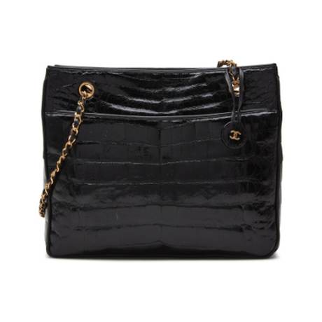 Chanel Timeless Pocket Shopper Tote in avec, brillant & crocodile Black, doré