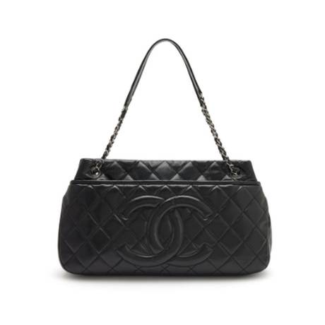 Chanel Timeless Soft Tote, caviar matelassé Black CC, argenté