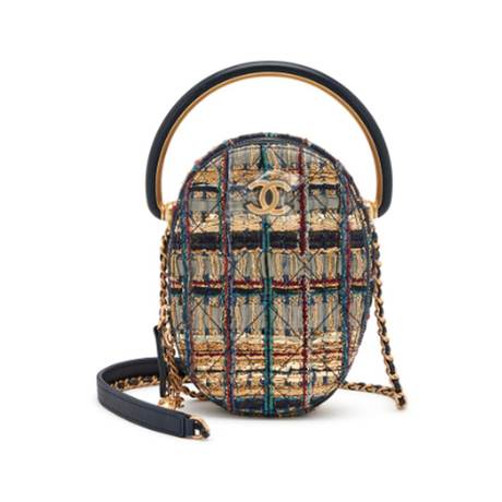 Chanel Top Handle Case, tweed Gold & Navy Metiers D'Art Paris-Egypt, doré vieilli