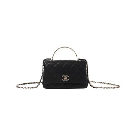 Chanel Top Handle Flap, caviar matelassé Black, doré