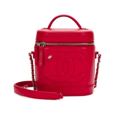 Chanel Top Handle Vanity Case, agneau Red, doré pâle