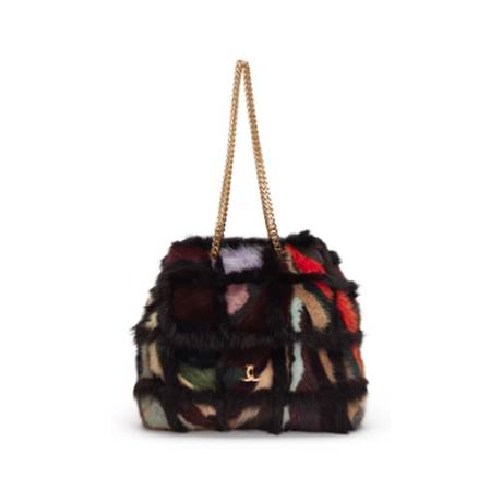 Chanel Tote, vison & fourrure Multicolor Patchwork, doré brossé
