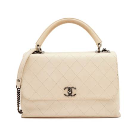 Chanel Urban Luxury Top Handle, veau matelassé surpiqué Ivory, ruthénium