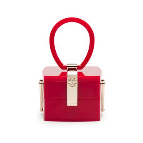 Chanel Vanity Case Mirror Top Handle Minaudière, plexiglas Red, doré