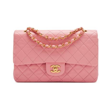 Chanel Vintage Classic Medium Double Flap, agneau matelassé Sakura Pink, doré