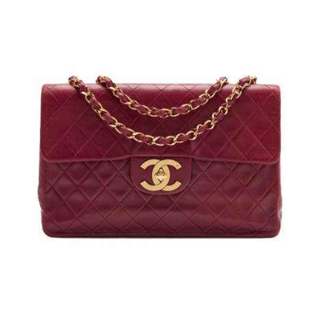 Chanel Vintage Maxi Jumbo XL Classic Single Flap, agneau matelassé Burgundy Red, doré
