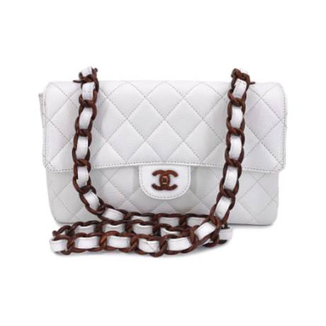 Chanel Vintage Medium Classic Flap, caviar matelassé White
