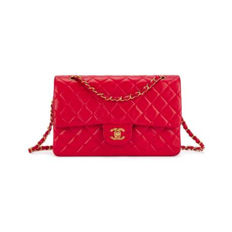 Chanel Vintage Medium Timeless Classic Double Flap, agneau matelassé Red, doré