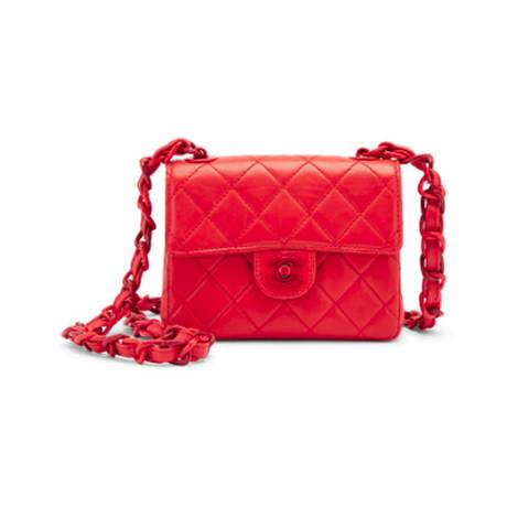 Chanel Vintage Mini Square Classic Single Flap Red, agneau matelassé Red, résine