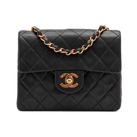 Chanel Vintage Mini Square Flap, agneau matelassé Black, doré