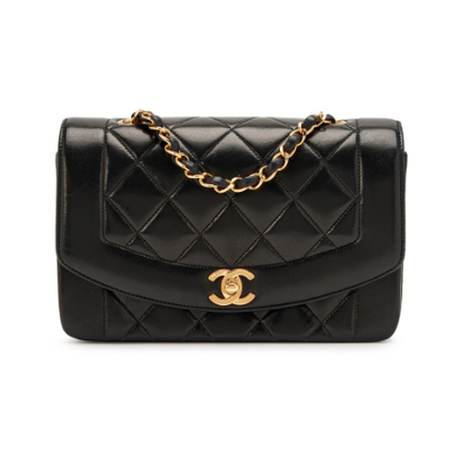 Chanel Vintage Small Diana Flap, agneau matelassé Black, doré