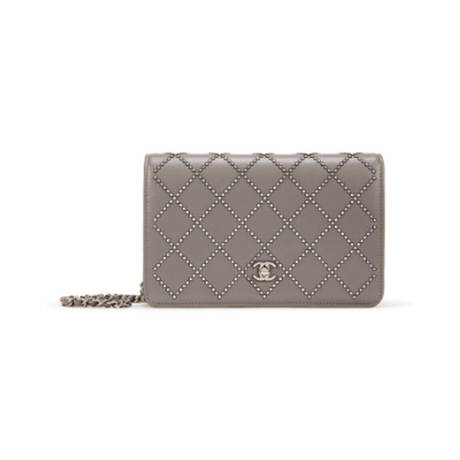Chanel Wallet Chain On, agneau & strass métallisé Silver, argenté