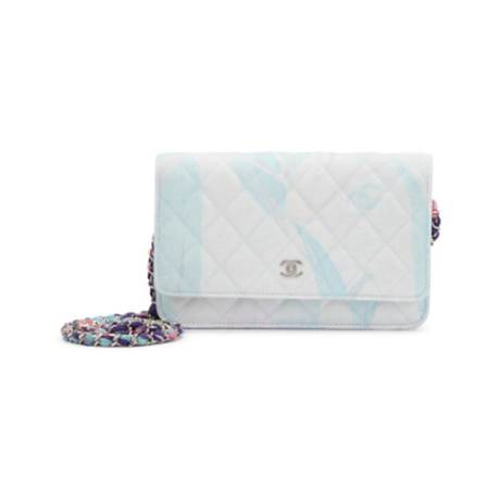 Chanel WOC Wallet On Chain, denim matelassé Multicolor, argenté