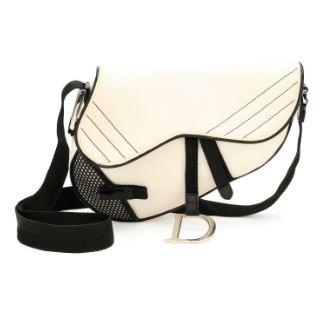 Christian Dior Saddle textile blanc, argenté