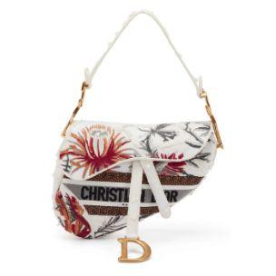 Christian Dior Saddle toile brodée « Camouflage Flowers » multicolore, doré