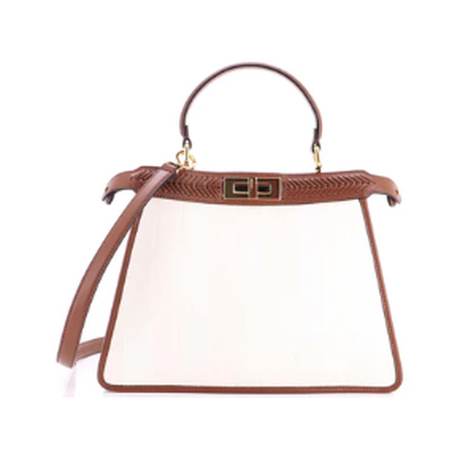Fendi Peekaboo ISeeU Medium, toile Pequin & cuir whipstitch