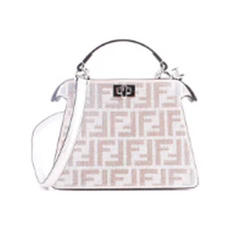 Fendi Peekaboo ISeeU Petite, daim Zucca orné de cristaux