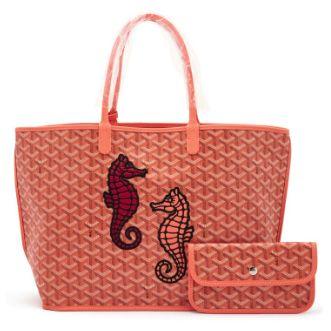 Goyard Anjou réversible « Seahorse » édition limitée, toile Goyardine Coral Pink & veau Chevroches