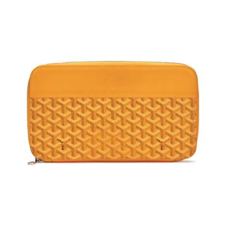 Goyard Matignon GM Wallet, toile Goyardine Yellow & veau Chevroches, argenté