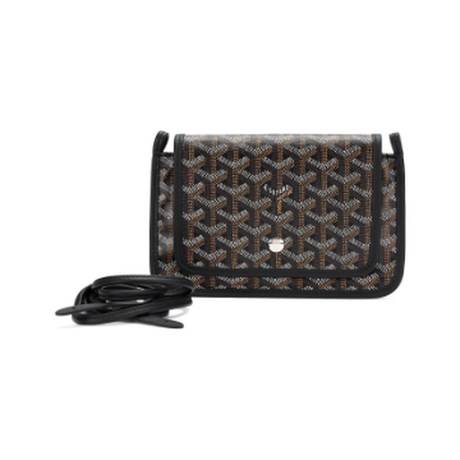 Goyard Plumet Pocket Wallet, toile Goyardine Black & veau Chevroches