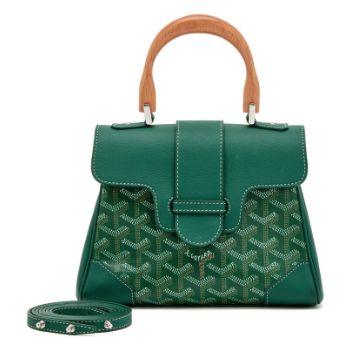 Goyard Saïgon Souple Mini, toile Goyardine Green & White & veau Chevroches