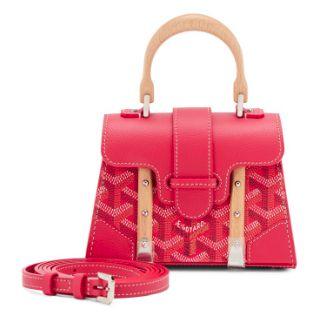 Goyard Saïgon Structuré Nano, toile Goyardine Fuchsia & veau Chevroches, argenté
