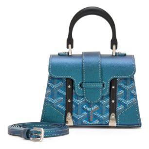 Goyard Saïgon Structuré Nano, toile Goyardine Pearly Blue & veau Chevroches, argenté
