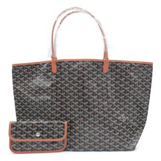 Goyard Saint Louis GM, toile Goyardine Black & veau Chevroches Tan