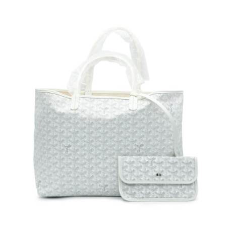 Goyard Saint Louis PM Tote, toile Goyardine White & veau Chevroches