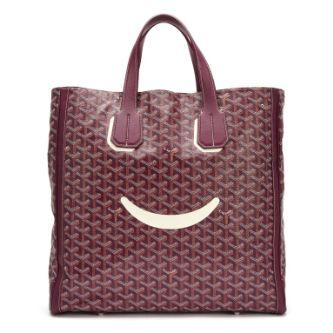 Goyard Voltaire Smile Tote, toile Goyardine Burgundy & veau Chevroches, palladié