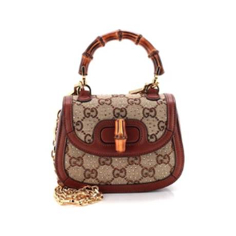 Gucci Bamboo 1947 Top Handle Mini, toile GG sertie de cristaux