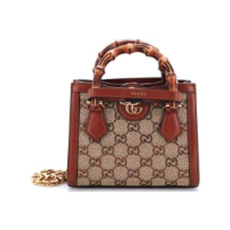 Gucci Diana NM Bamboo Handle Tote Mini, toile GG sertie de cristaux