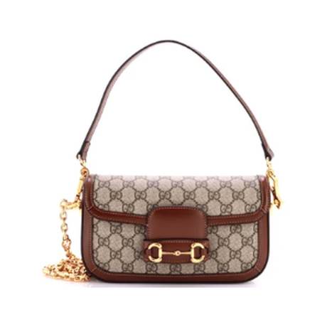 Gucci Horsebit 1955 Shoulder East West, toile GG enduite & cuir