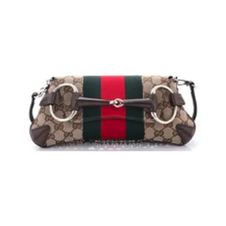 Gucci Horsebit NM Web Chain Clutch Small, toile GG