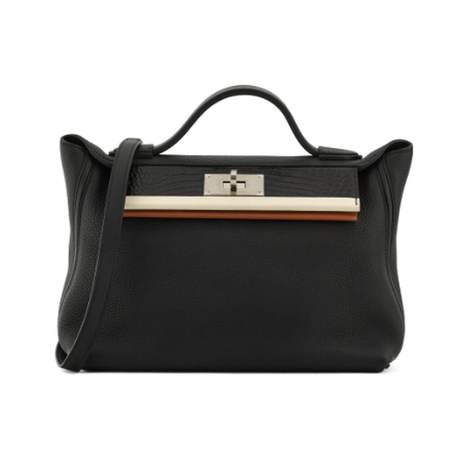 Hermès 24/24 29 Black Gold Nata Touch, Togo & alligator mat & Swift, palladié