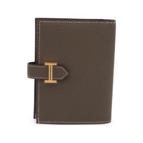 Hermès Béarn Compact Wallet Etoupe, Epsom, doré